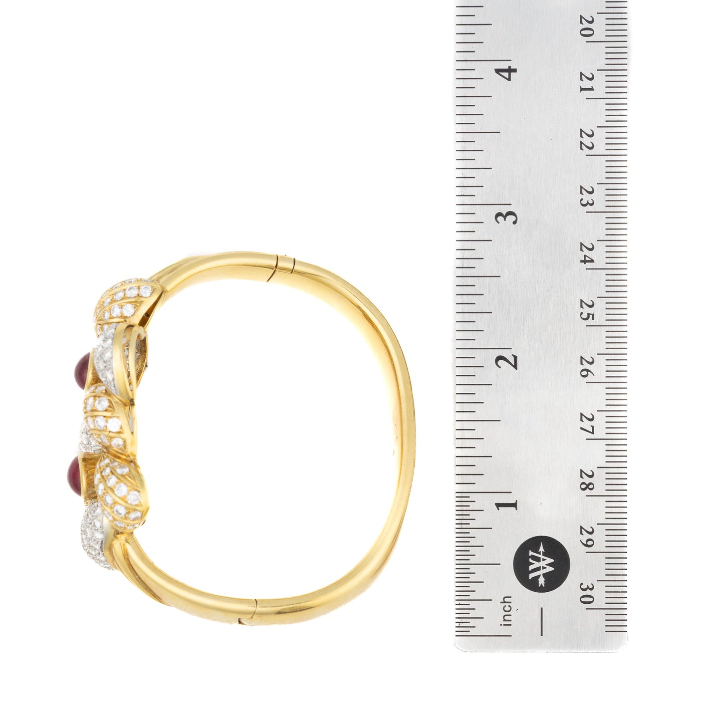 Ruby and Diamond Gold Bangle Bracelet