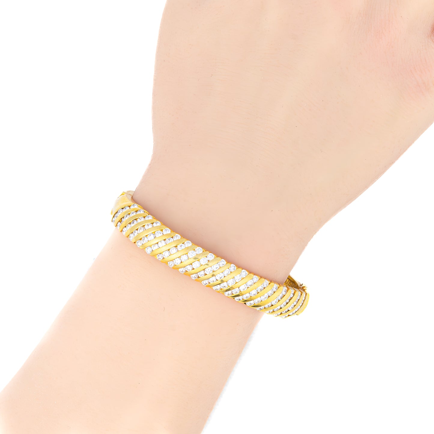 Vintage Diamond Channel Gold Bangle