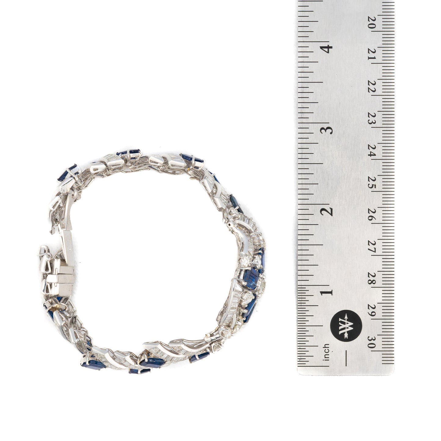 Diamond and Sapphire Floral Platinum Bracelet
