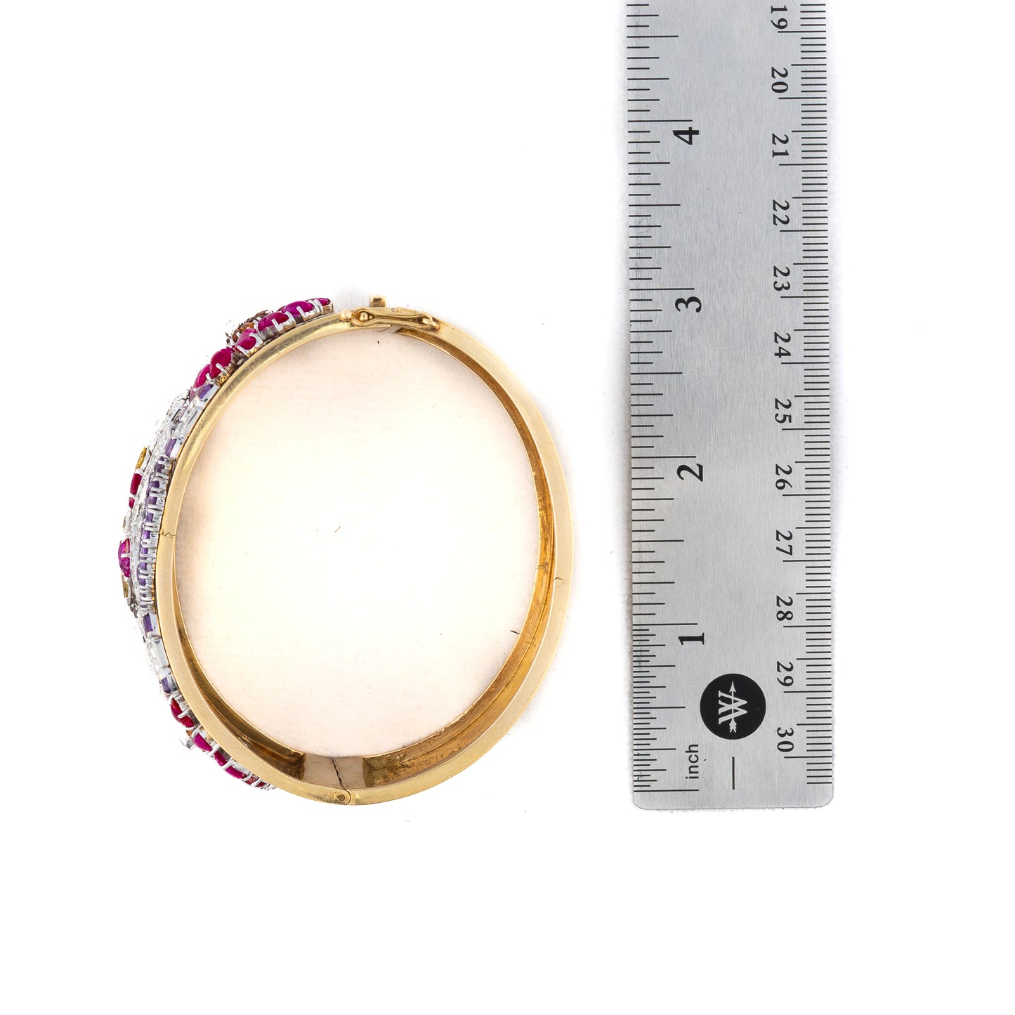 Multi-Gemstone & Diamond Platinum Gold Bangle Bracelet