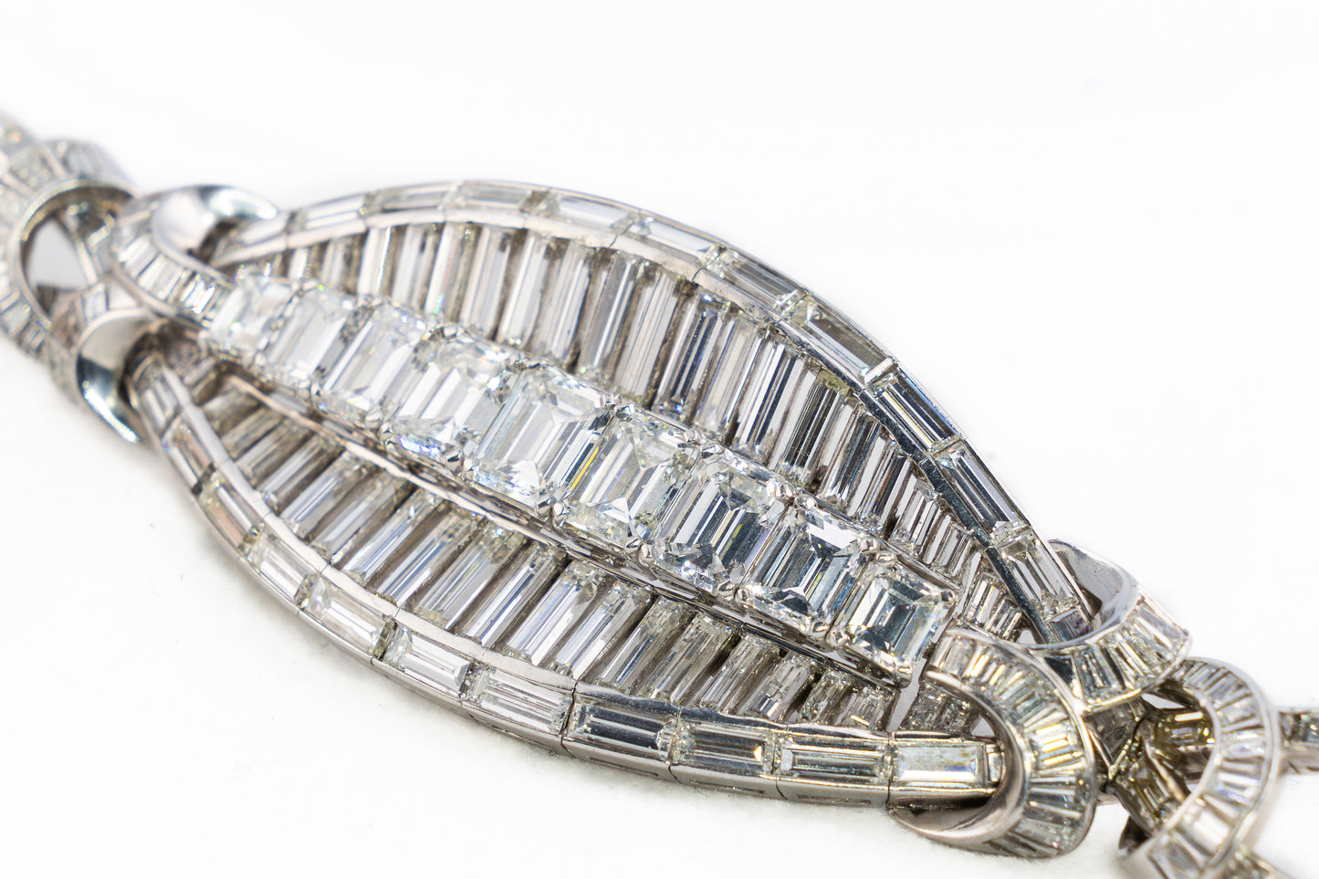 Emerald-Cut and Baguette Diamonds Platinum Bracelet