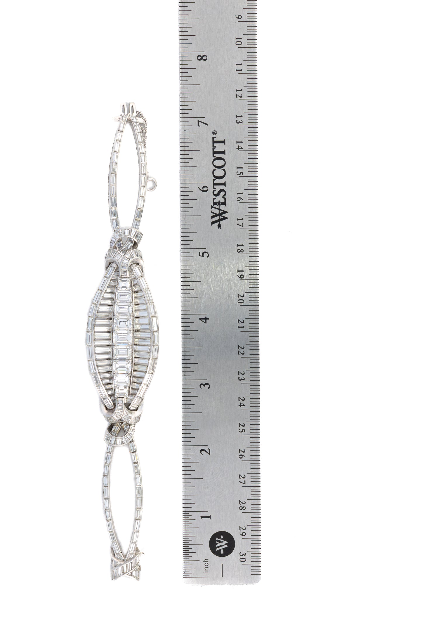 Emerald-Cut and Baguette Diamonds Platinum Bracelet