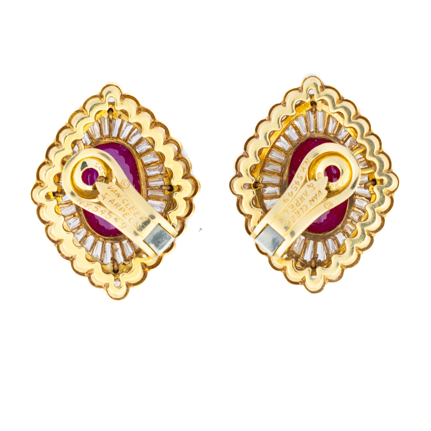 Van Cleef & Arpels Cabochon Ruby & Diamond Clip on Earrings