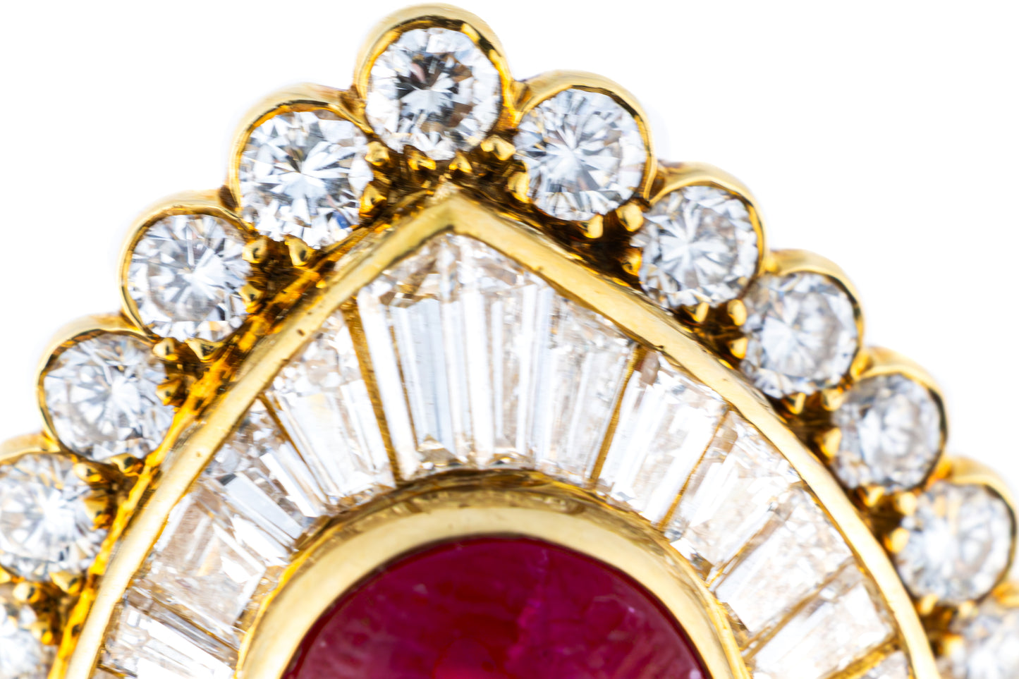 Van Cleef & Arpels Cabochon Ruby & Diamond Clip on Earrings