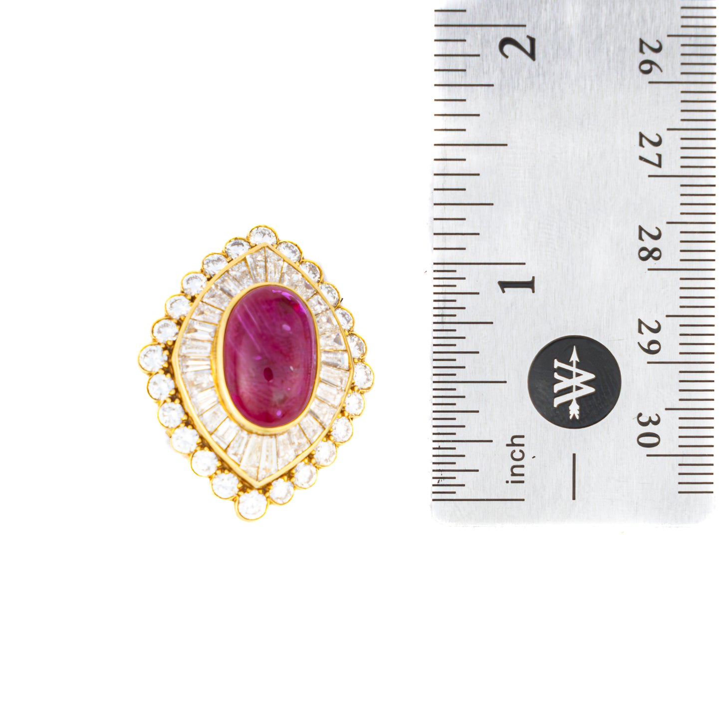 Van Cleef & Arpels Cabochon Ruby & Diamond Clip on Earrings