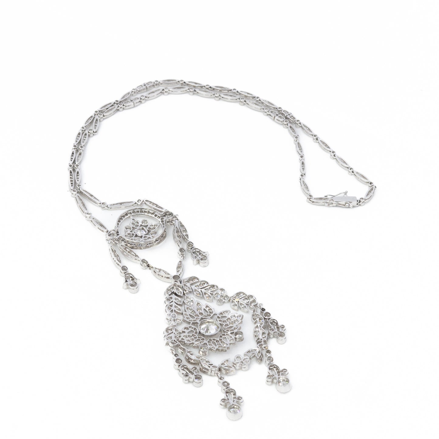 Art Deco Diamond Filigree White Gold Necklace