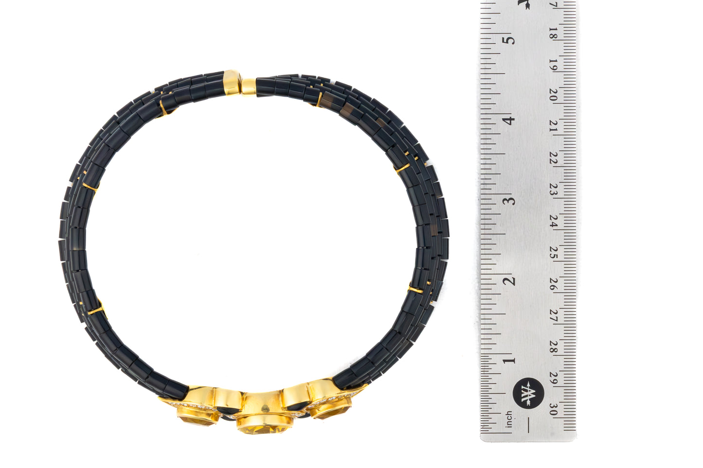 Diamond, Yellow Sapphire, and Black Onyx Choker Necklace