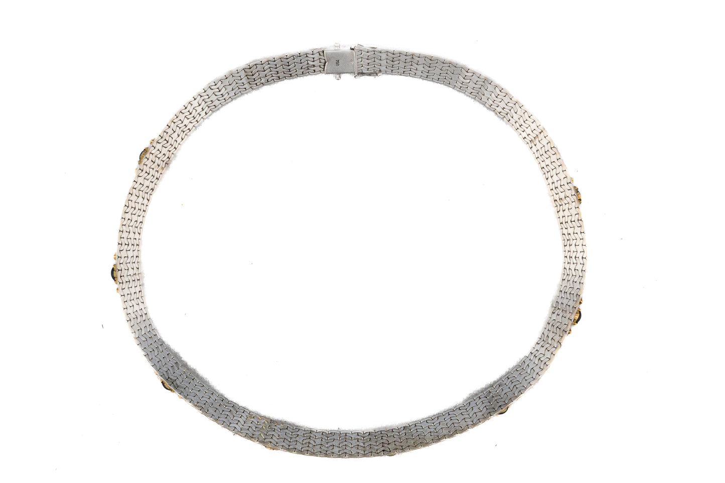 Cabochon Sapphire White and Yellow Gold Necklace