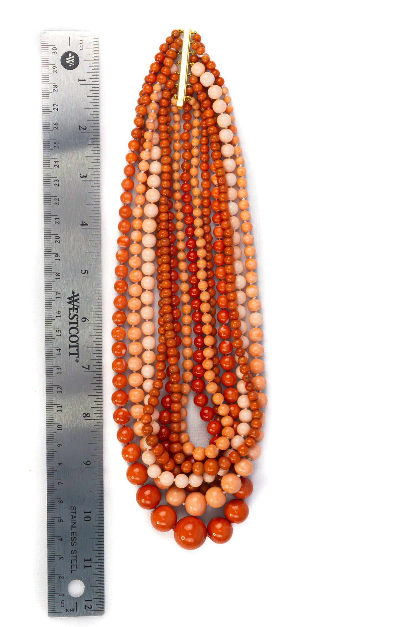 Seven-Strand Coral Bead Necklace