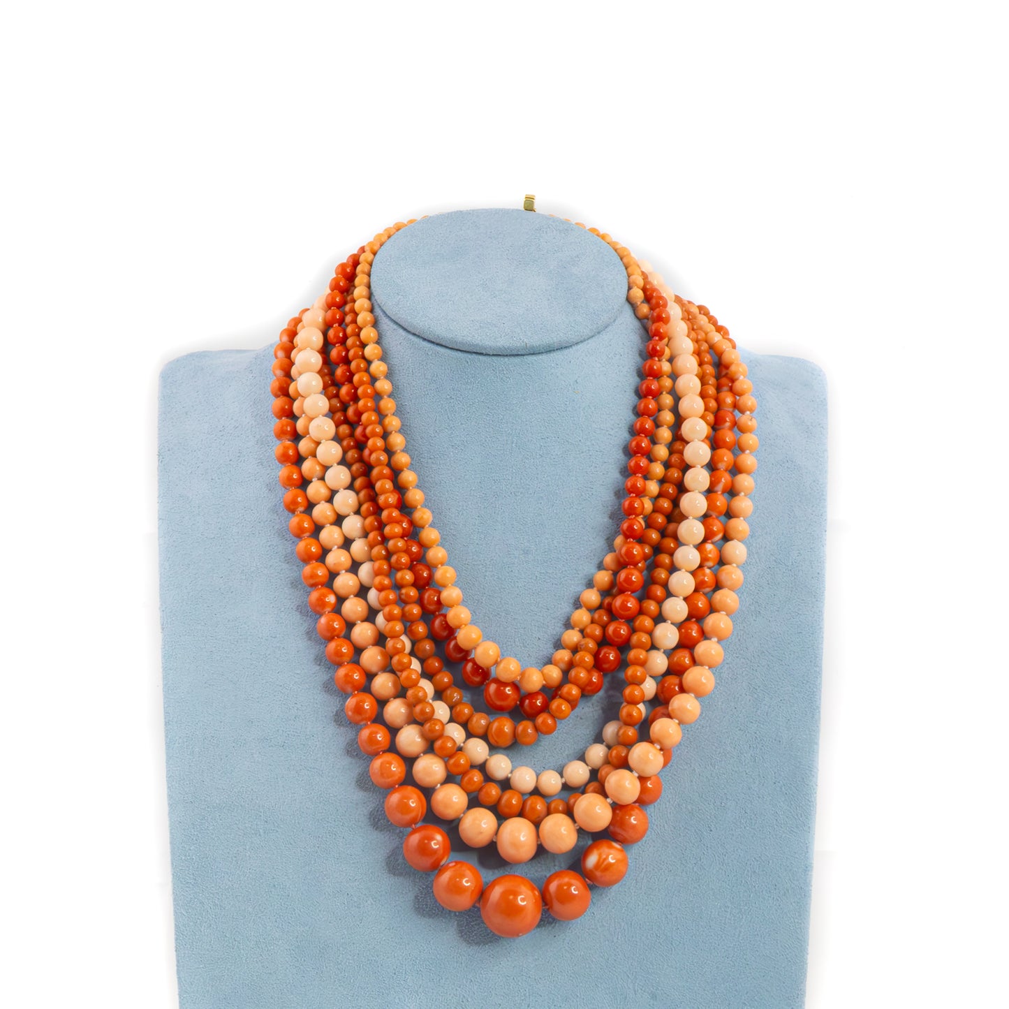 Seven-Strand Coral Bead Necklace