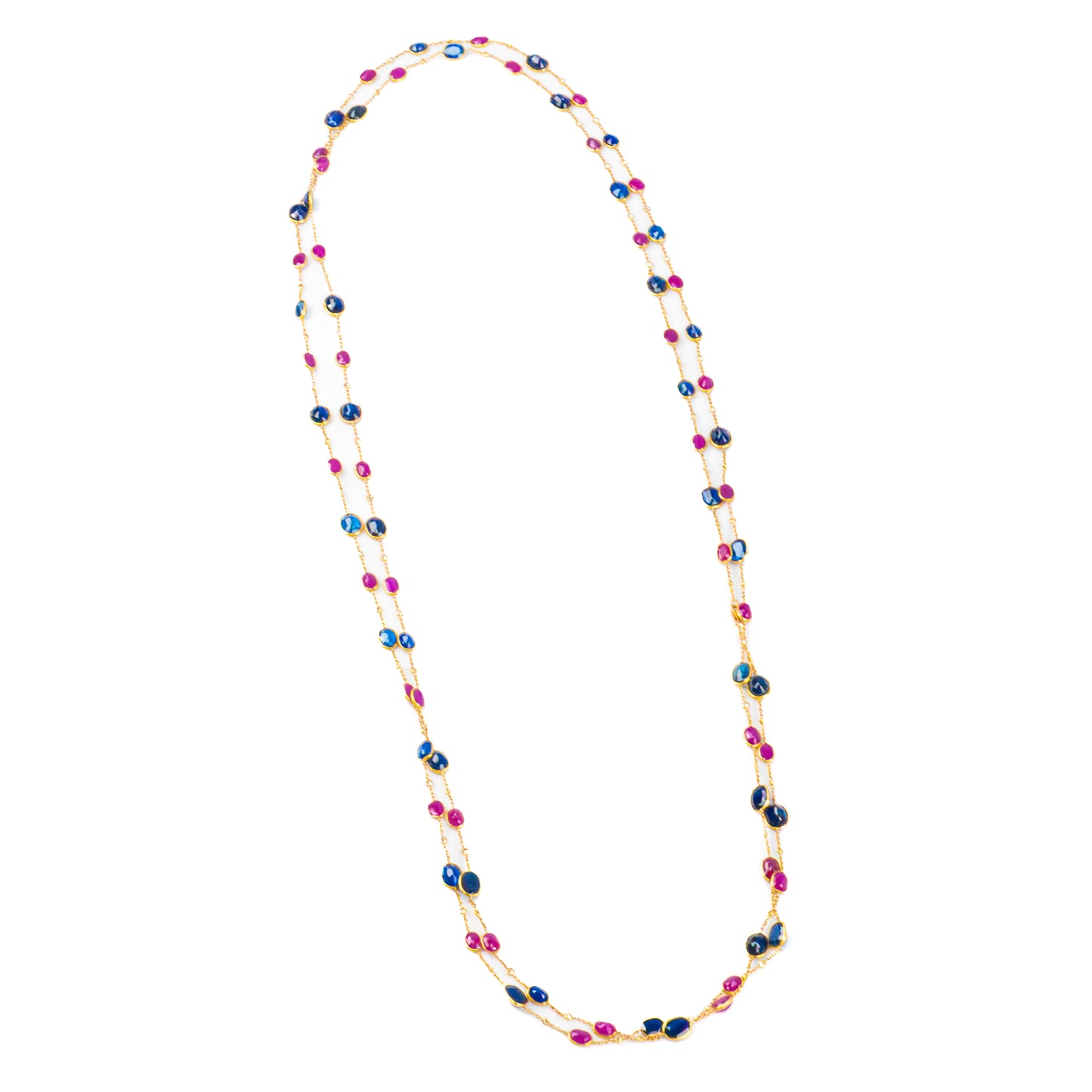 Long Ruby, Sapphire & Diamond By the Yard Necklace