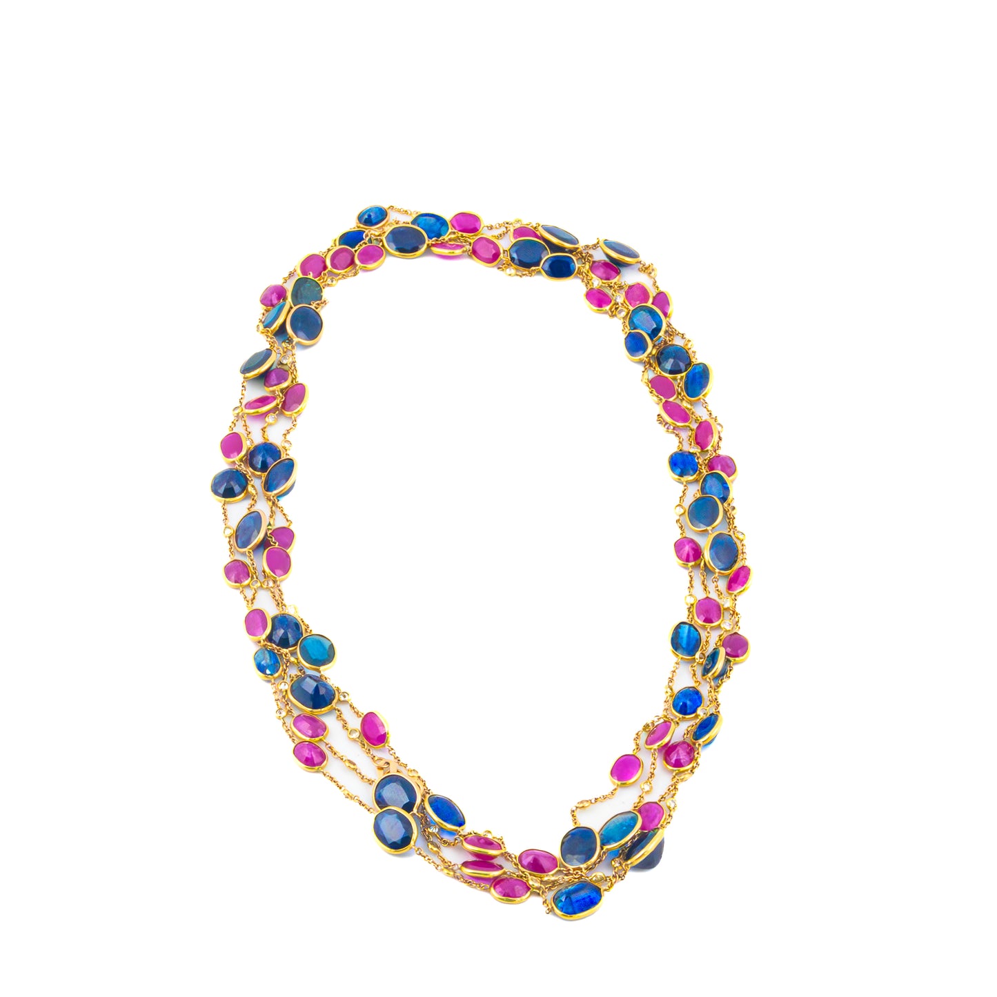 Long Ruby, Sapphire & Diamond By the Yard Necklace