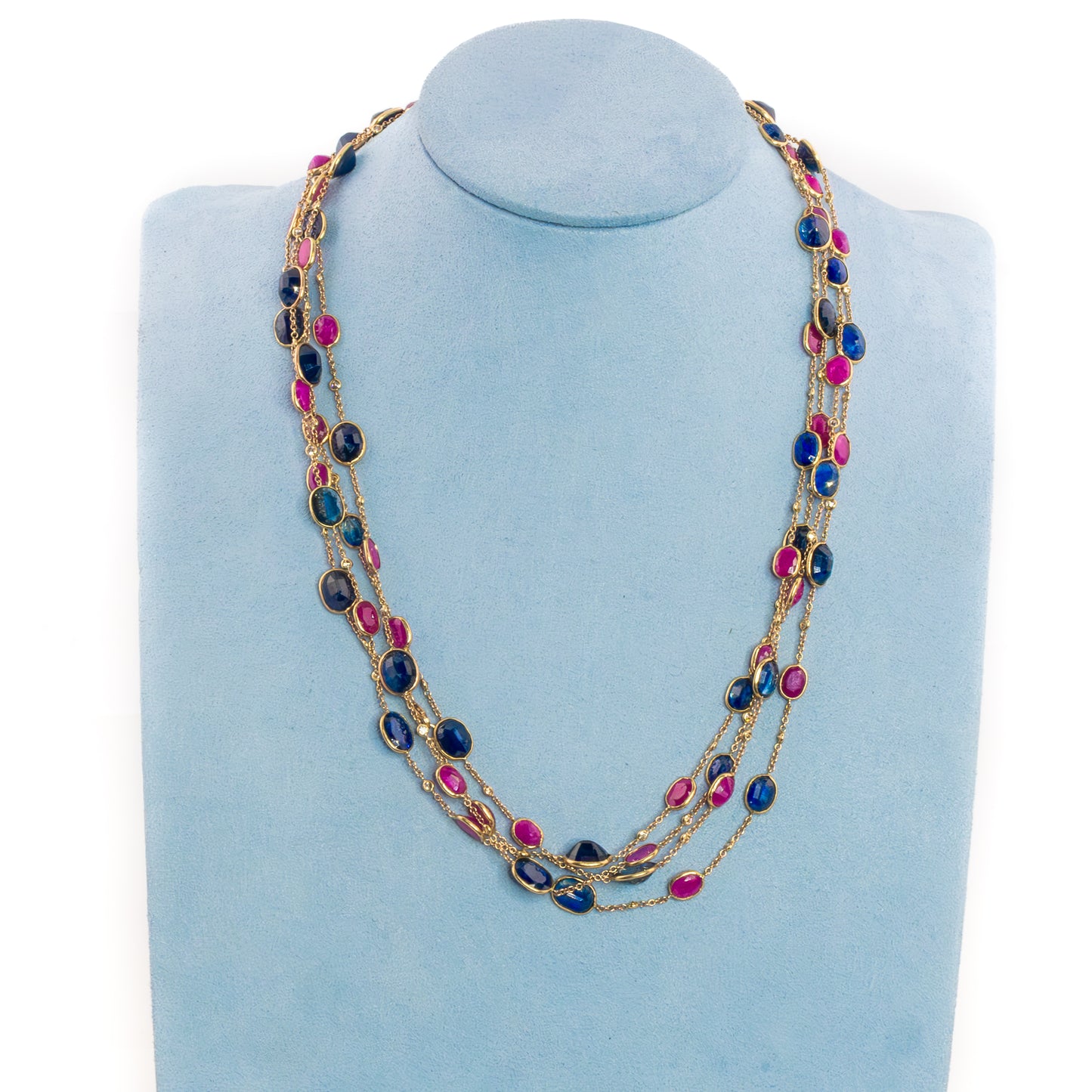Long Ruby, Sapphire & Diamond By the Yard Necklace