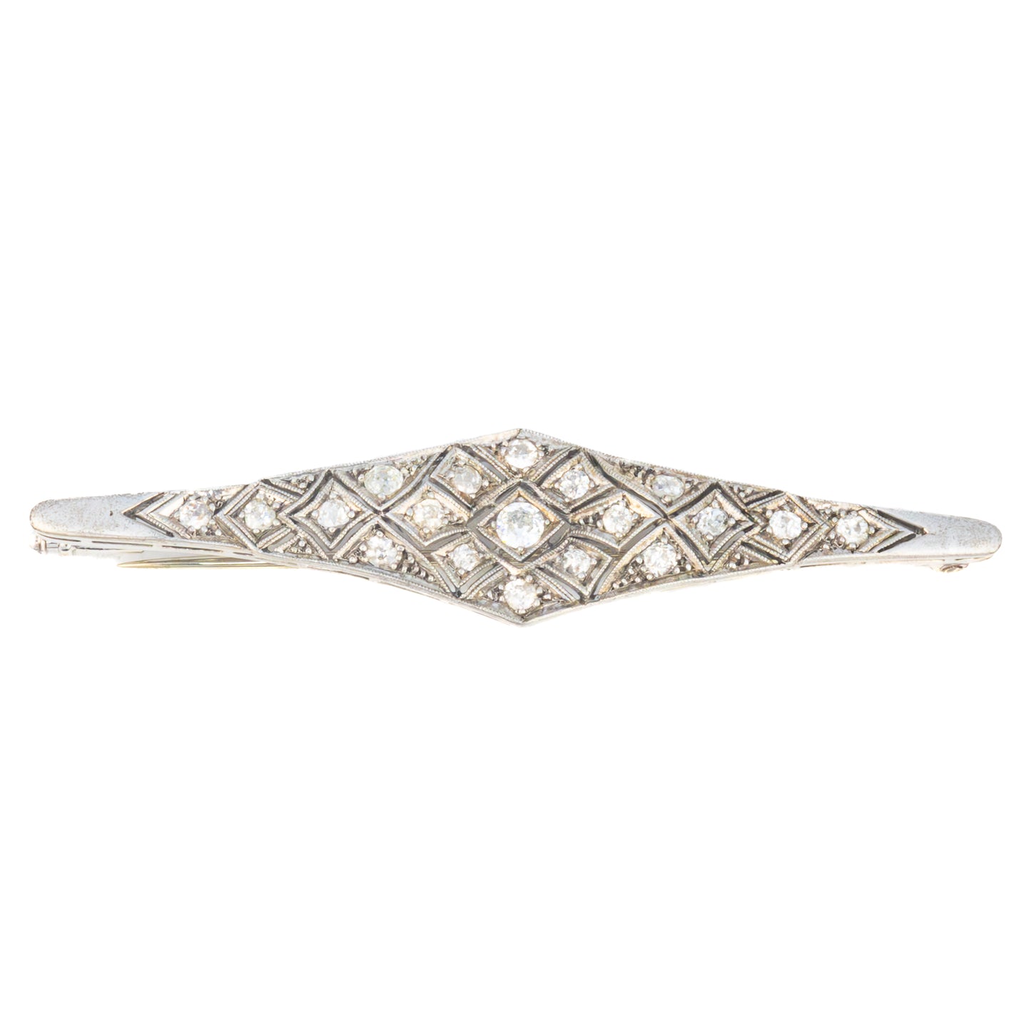 Art Deco Diamond Bar Brooch in Platinum