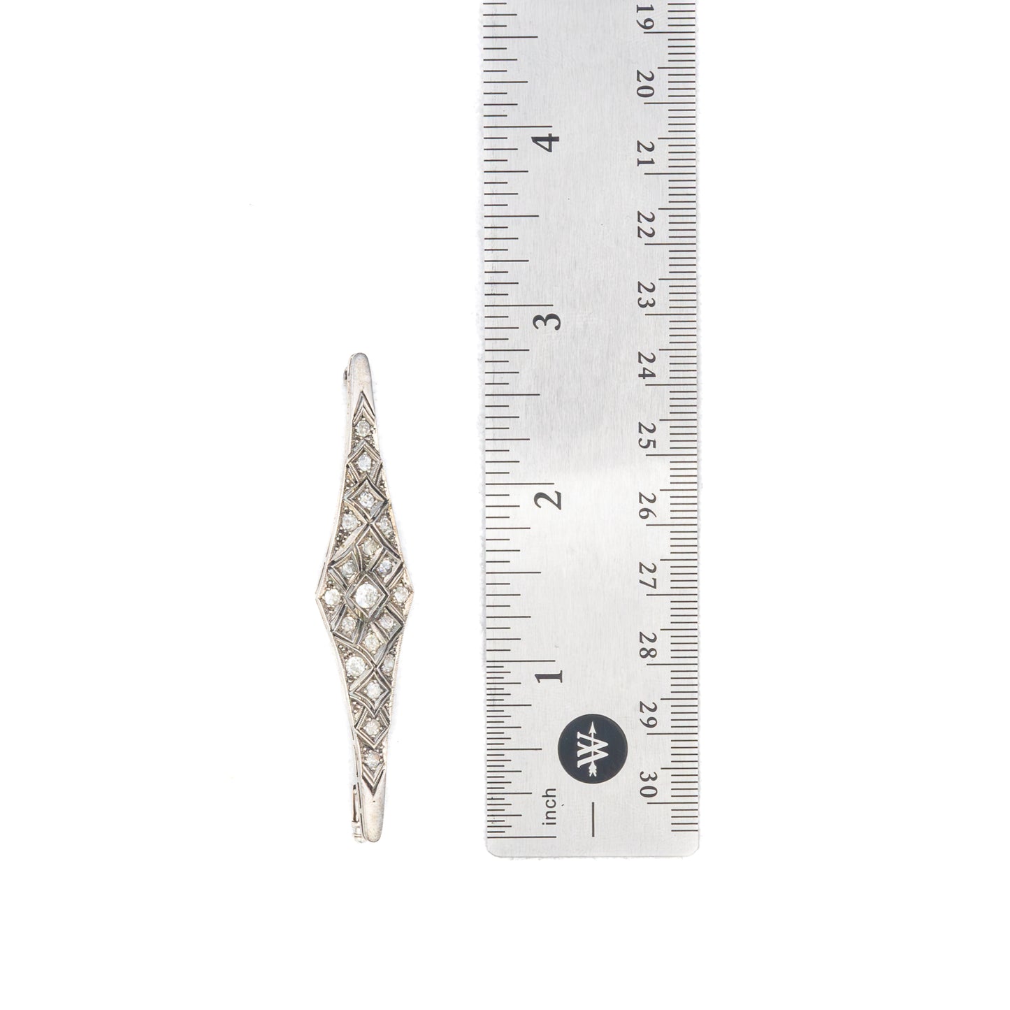 Art Deco Diamond Bar Brooch in Platinum