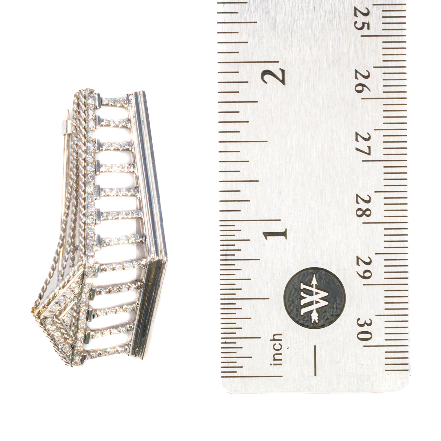 Architectural Diamond Pavilion Brooch in Platinum