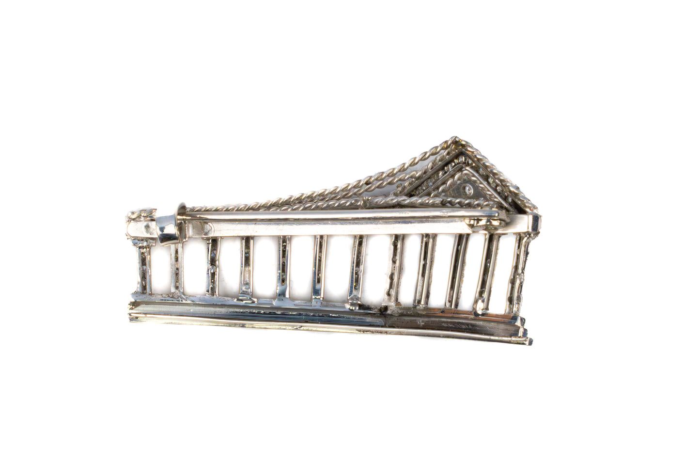 Architectural Diamond Pavilion Brooch in Platinum