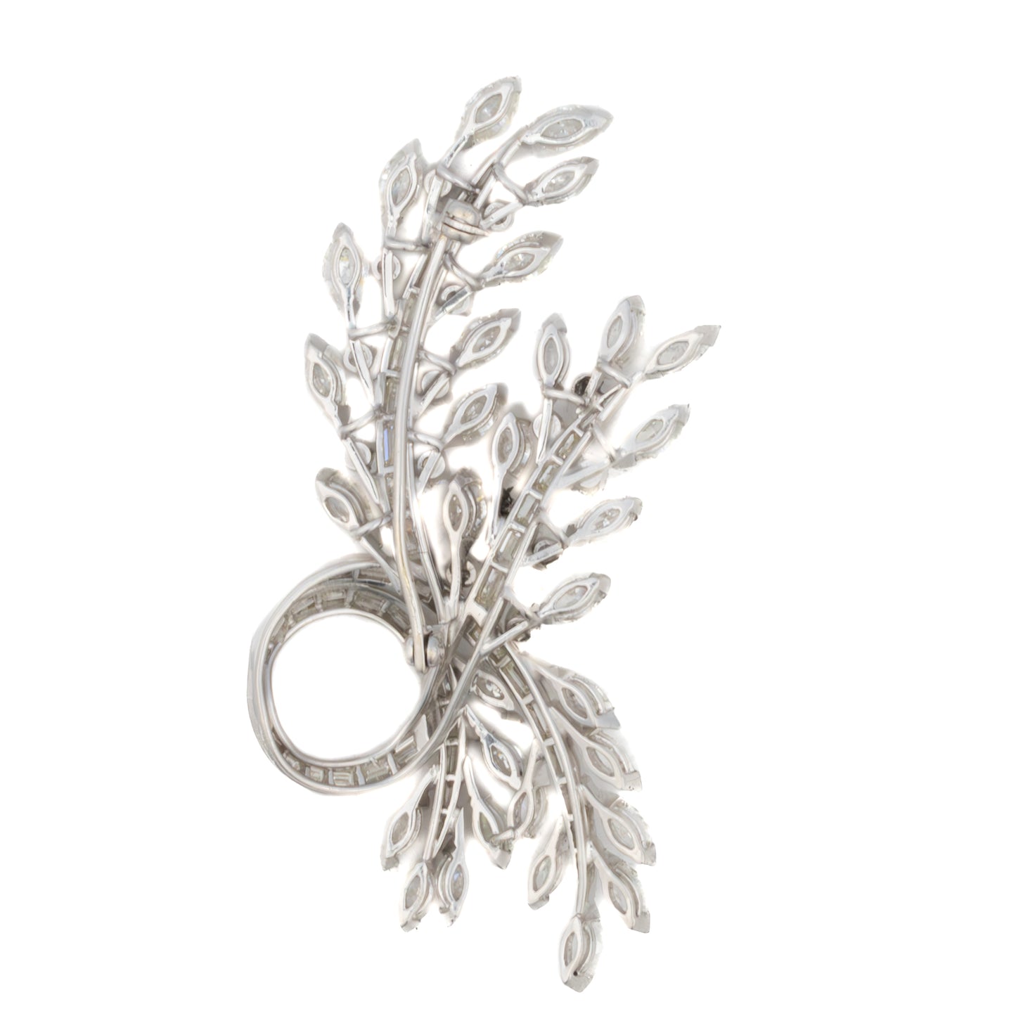 Baguette & Marquise Diamond Leaf Brooch