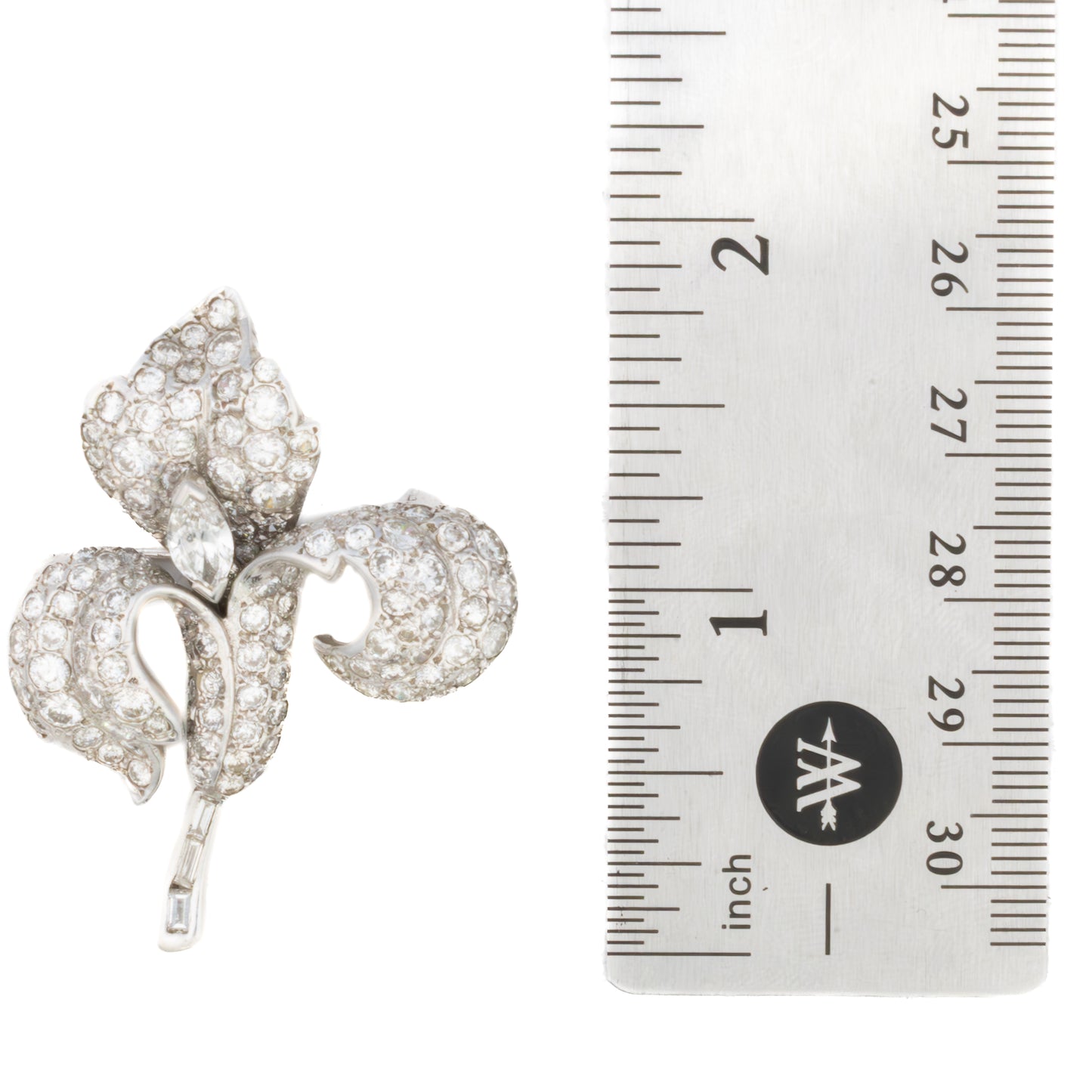 Diamond Floral Brooch in Platinum