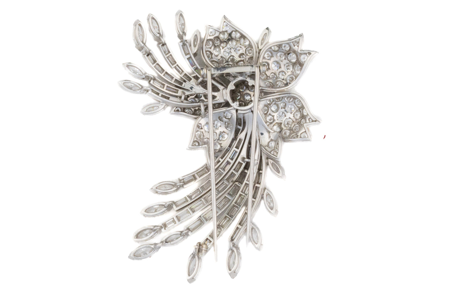 Multi Cut Diamond Floral Brooch in Platinum