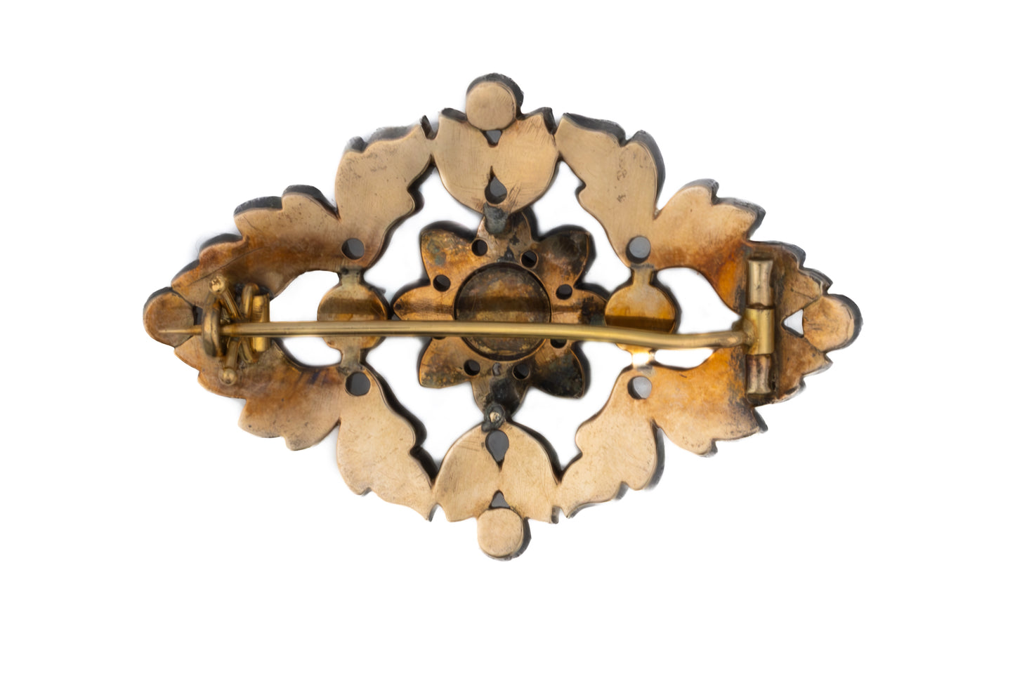 Rose-Cut Diamond Floral Brooch in Silver-Topped Gold