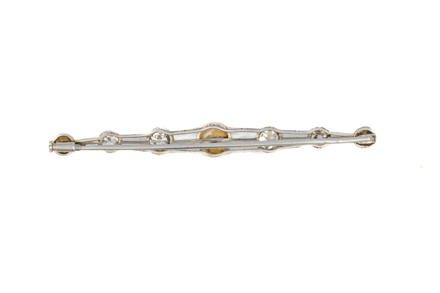 Art Deco Pearl and Diamond Platinum Bar Brooch