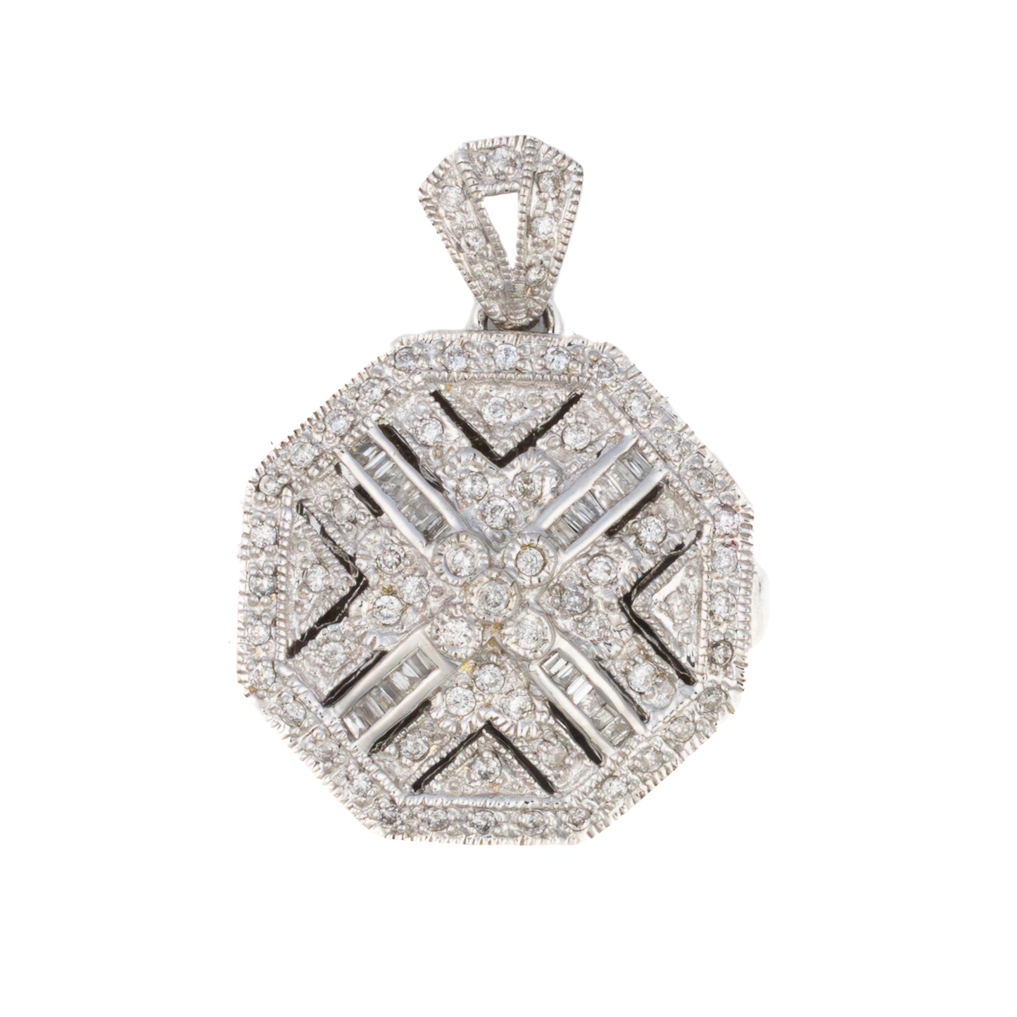 Diamond Octagonal White Gold Locket Pendant
