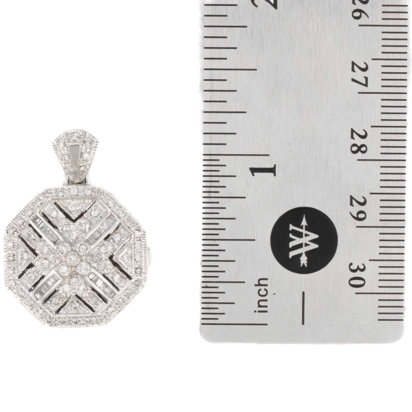 Diamond Octagonal White Gold Locket Pendant