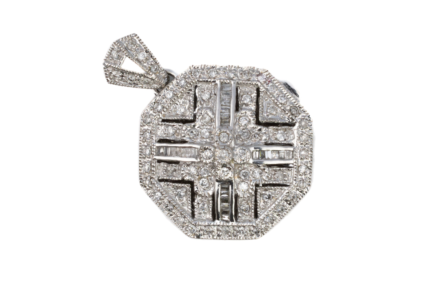 Diamond Octagonal White Gold Locket Pendant