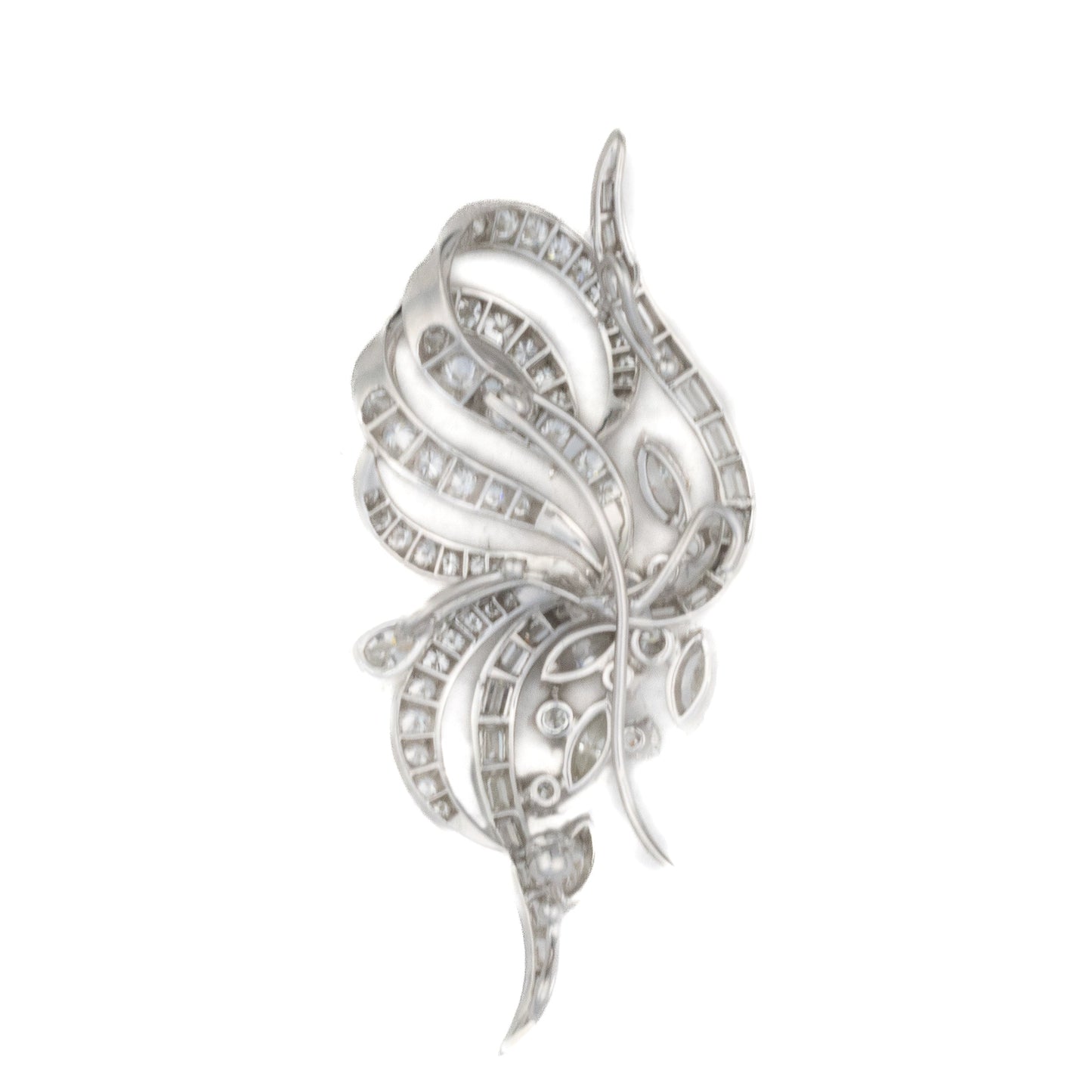 Diamond Floral Spray Brooch in Platinum