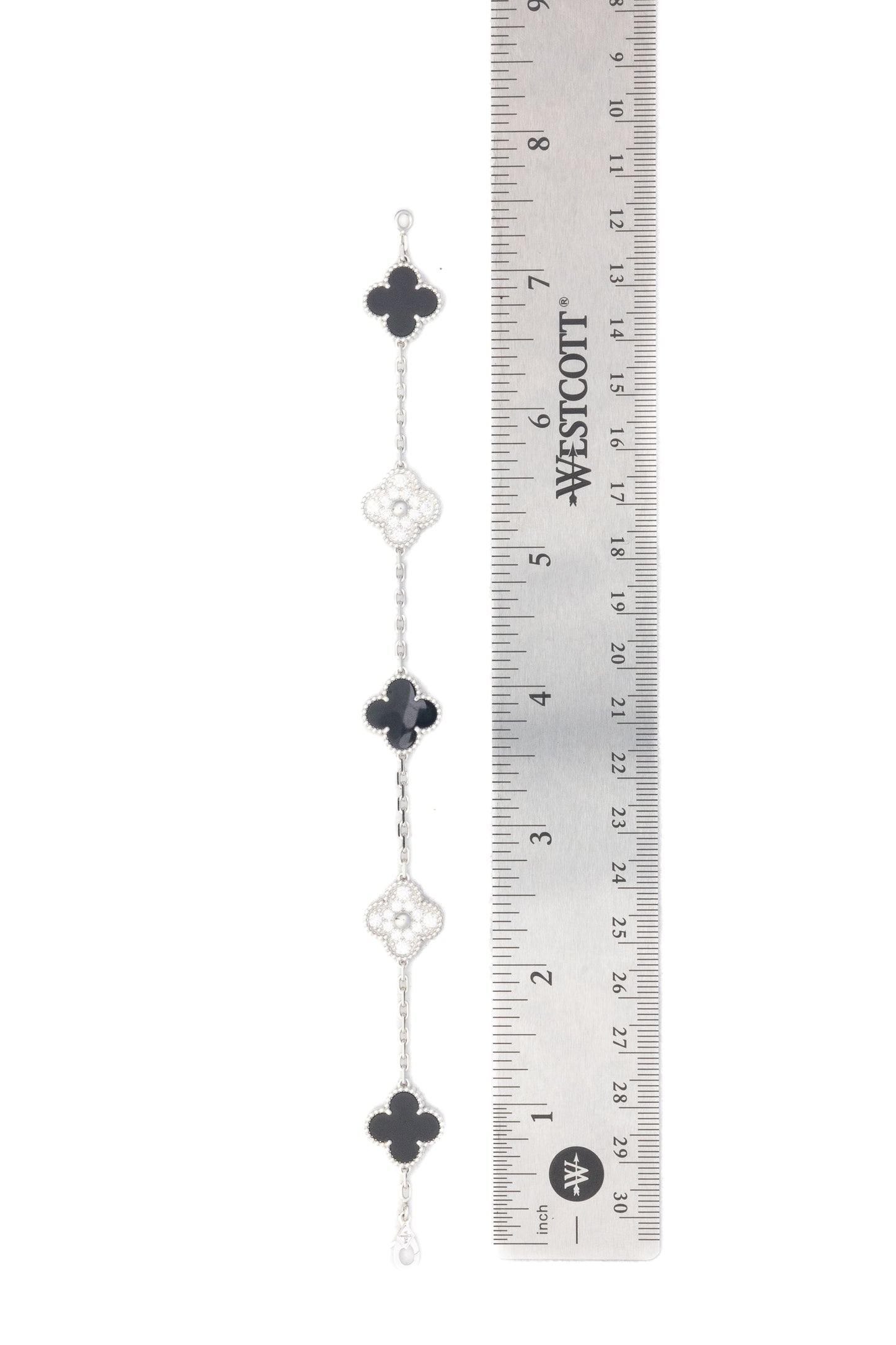 Vintage Alhambra Diamond & Onyx 5 Motif Bracelet