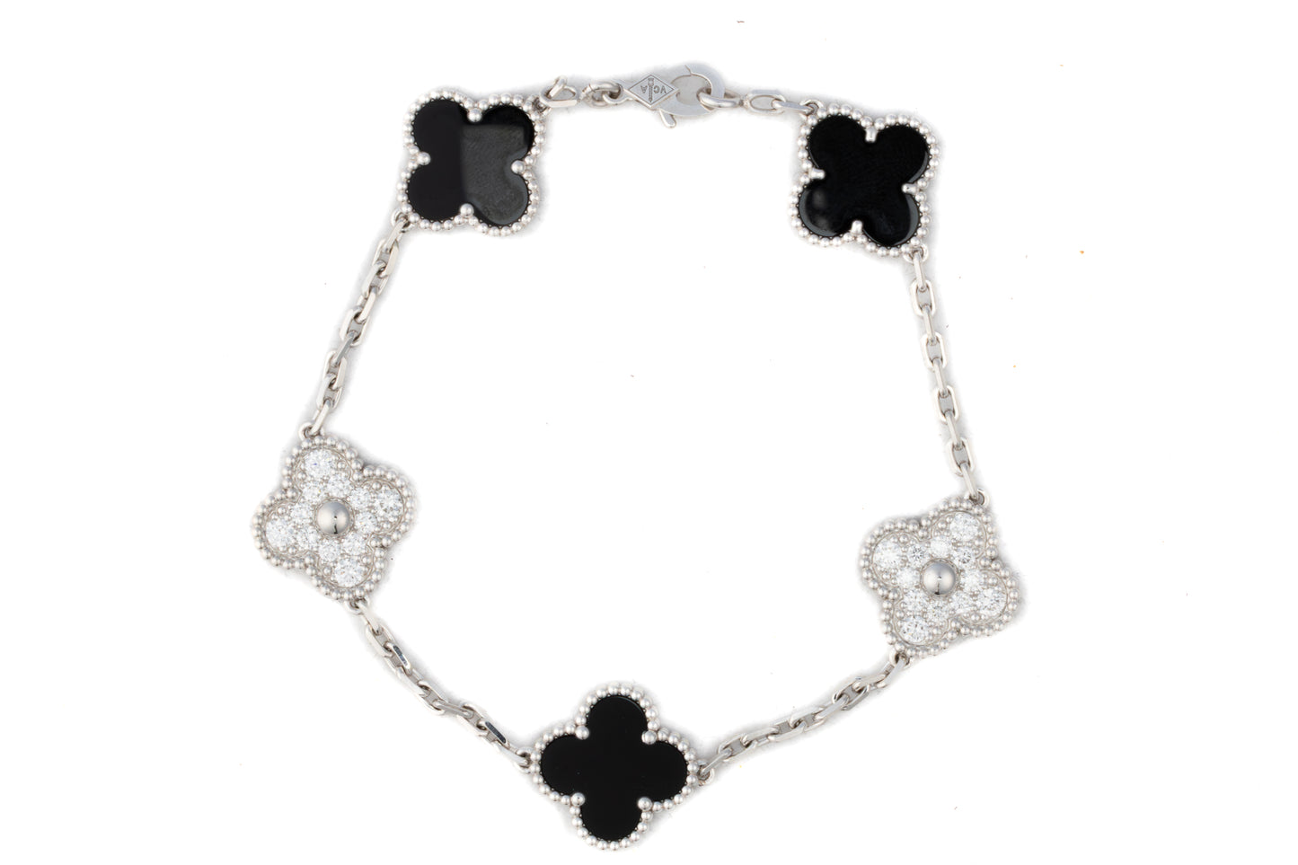 Vintage Alhambra Diamond & Onyx 5 Motif Bracelet