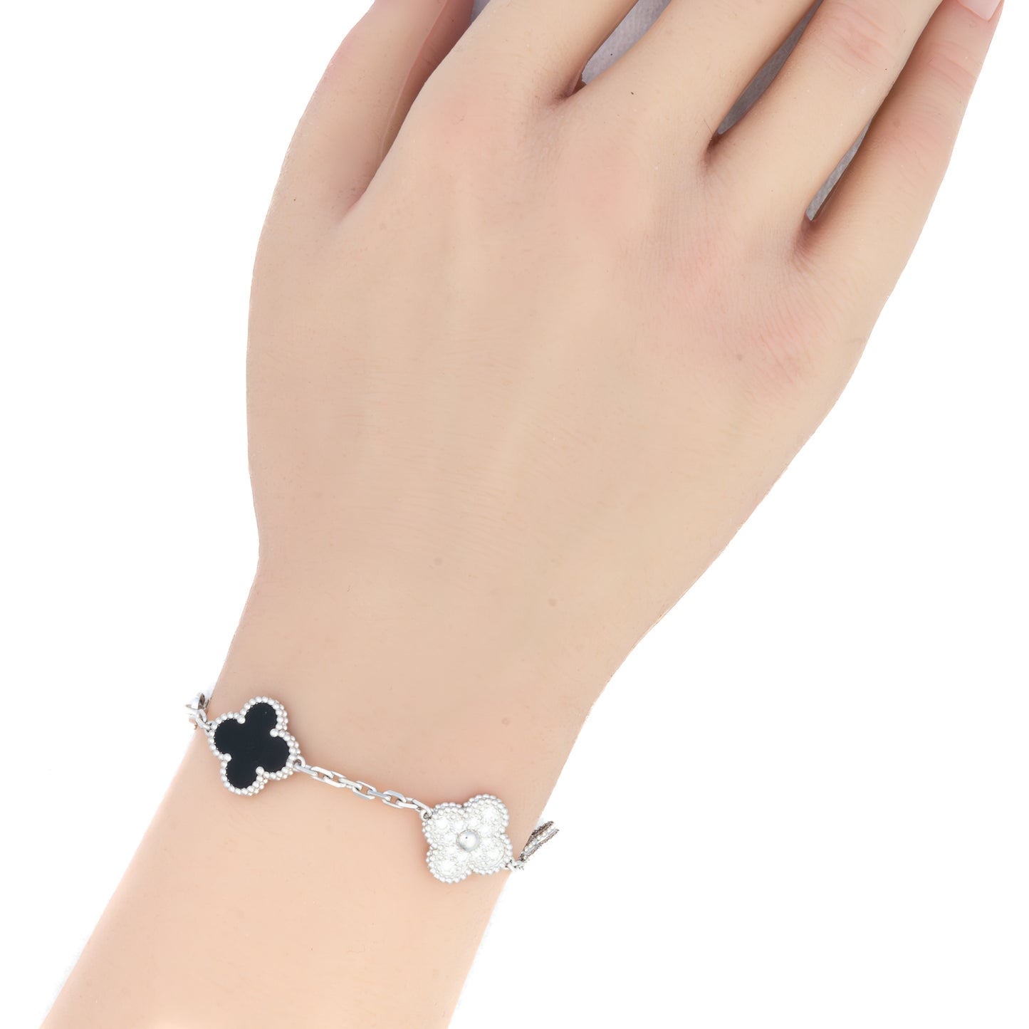 Vintage Alhambra Diamond & Onyx 5 Motif Bracelet