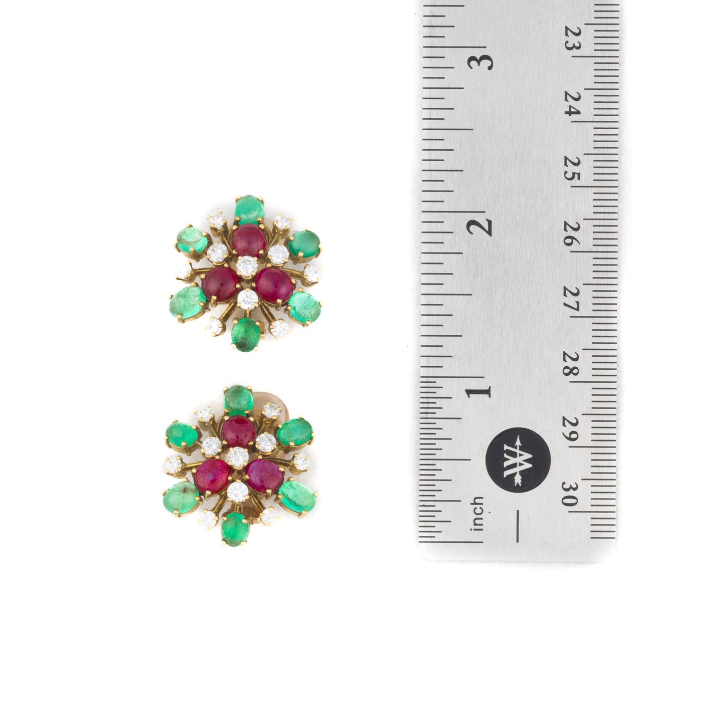 Bulgari Ruby, Emerald and Diamond Flower Earrings