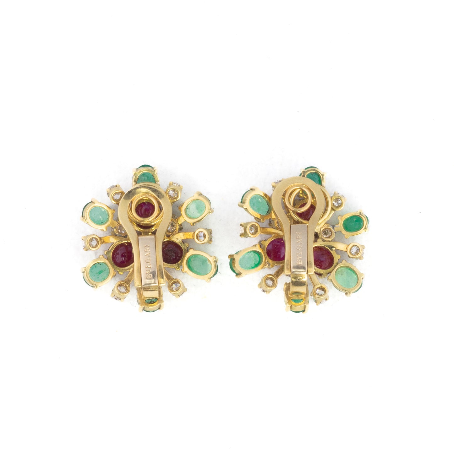 Bulgari Ruby, Emerald and Diamond Flower Earrings