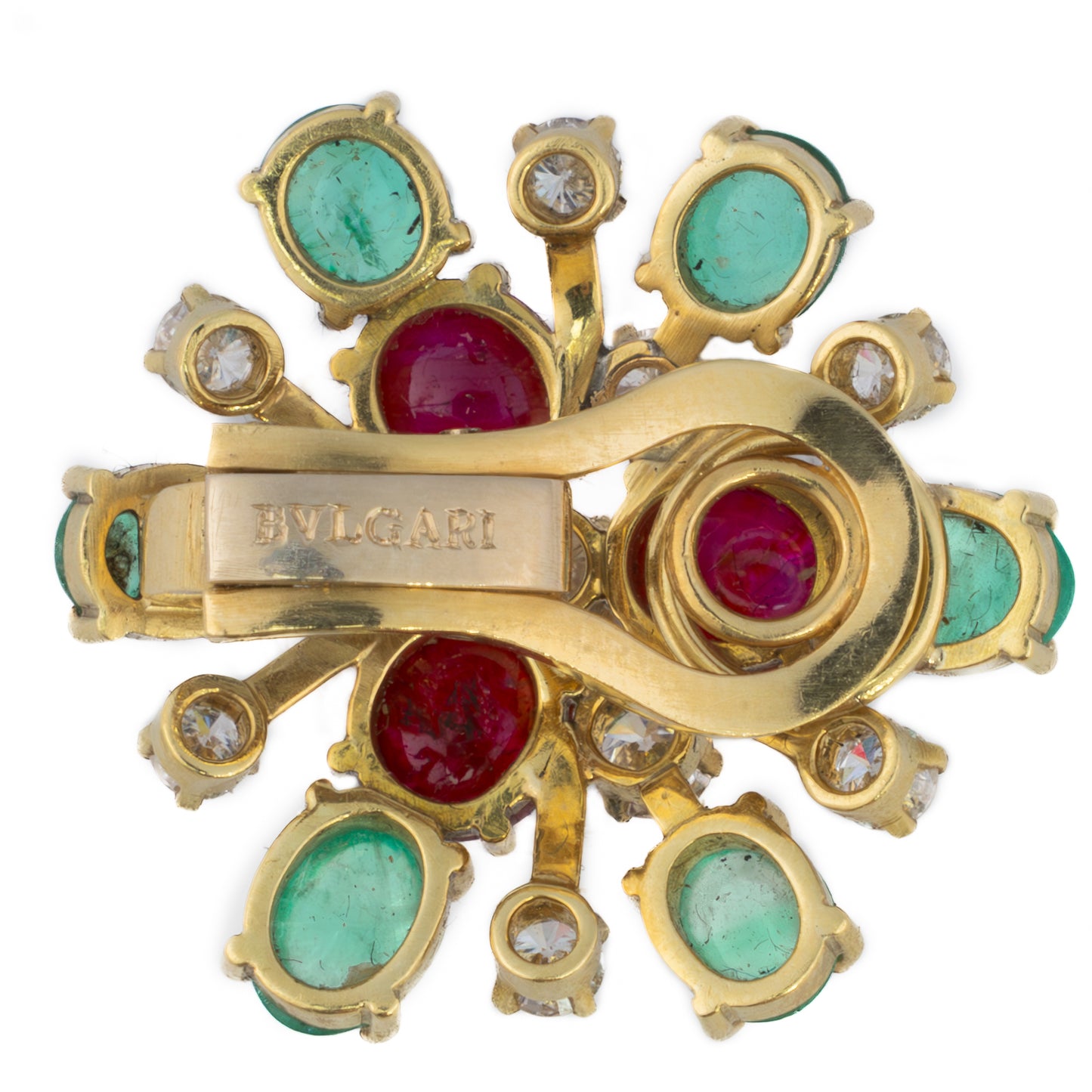 Bulgari Ruby, Emerald and Diamond Flower Earrings