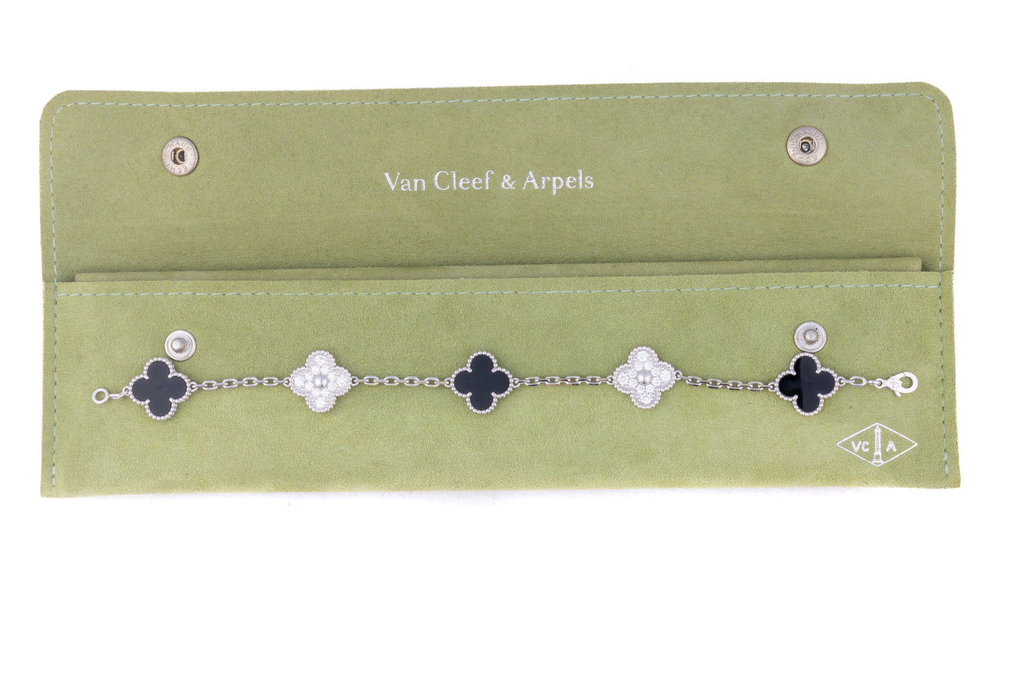 Vintage Alhambra Diamond & Onyx 5 Motif Bracelet