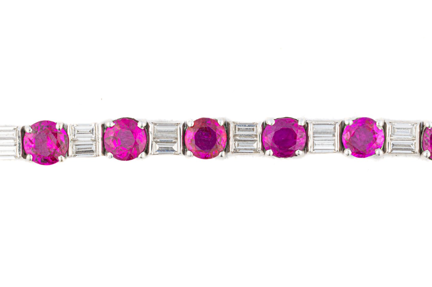 Ruby and Diamond Tennis Bracelet in Platinum