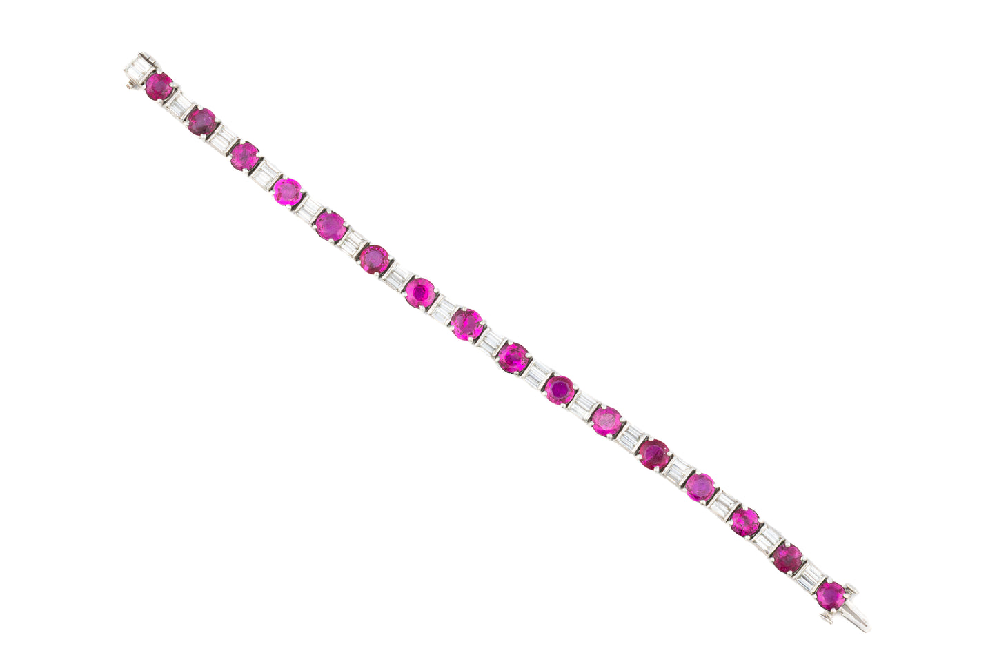 Ruby and Diamond Tennis Bracelet in Platinum