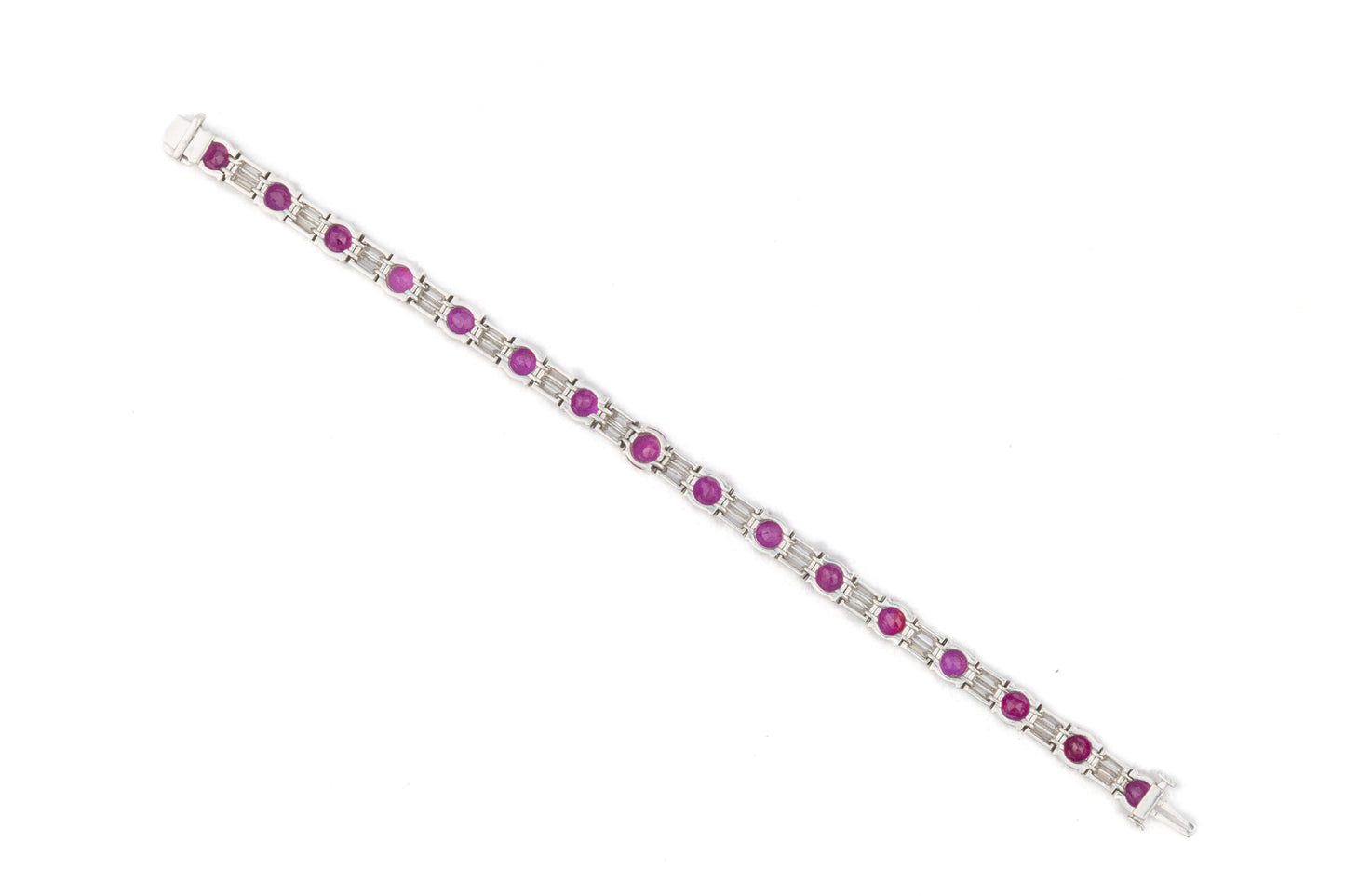 Ruby and Diamond Tennis Bracelet in Platinum