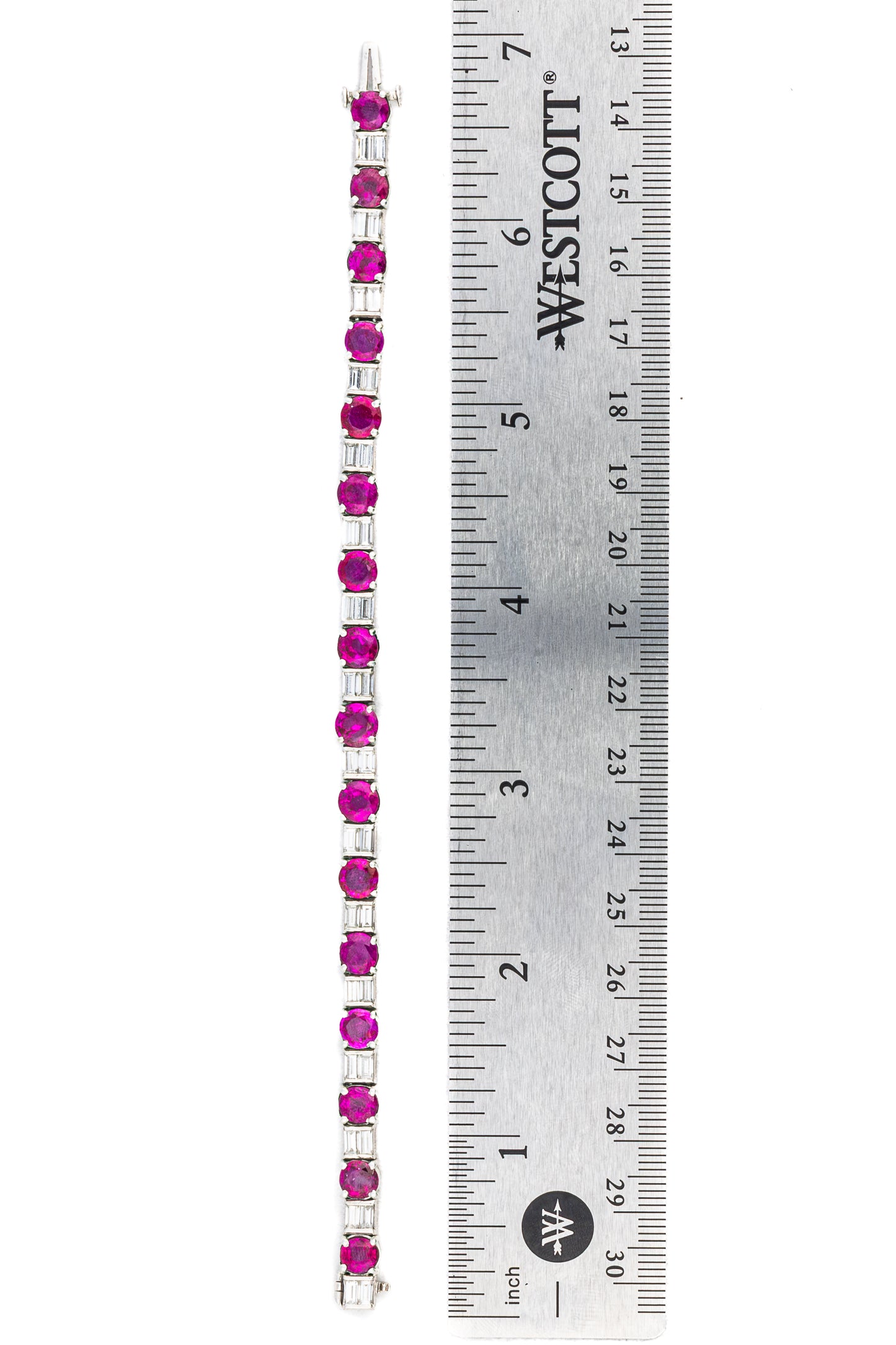 Ruby and Diamond Tennis Bracelet in Platinum