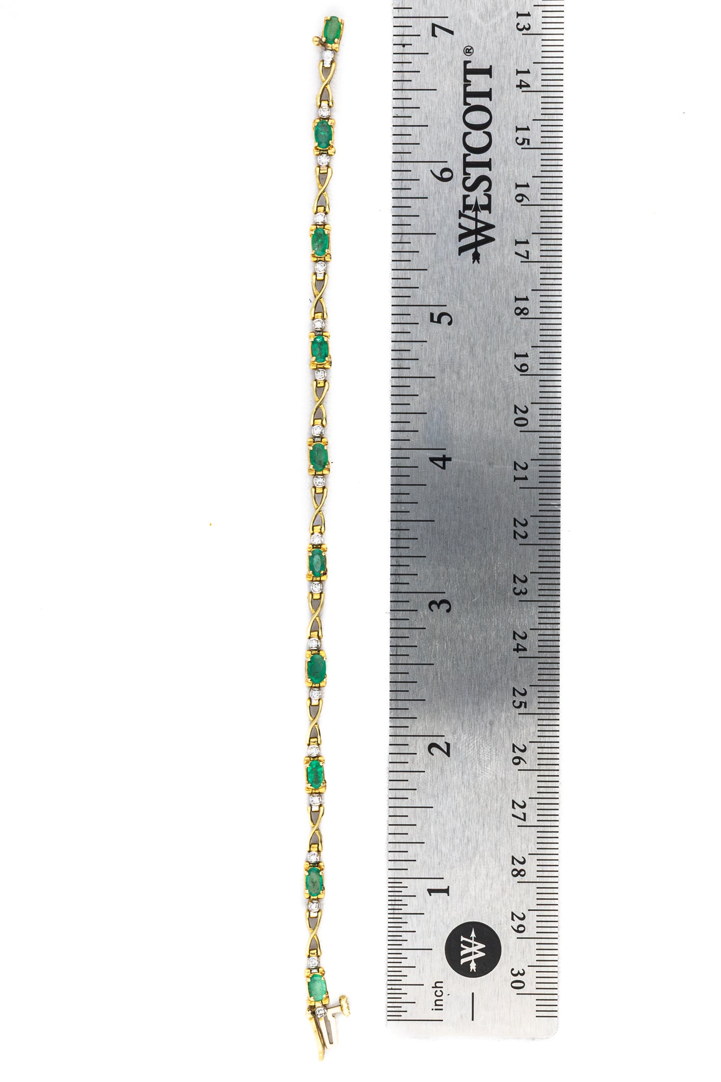 Vintage Diamond and Emerald Link Bracelet