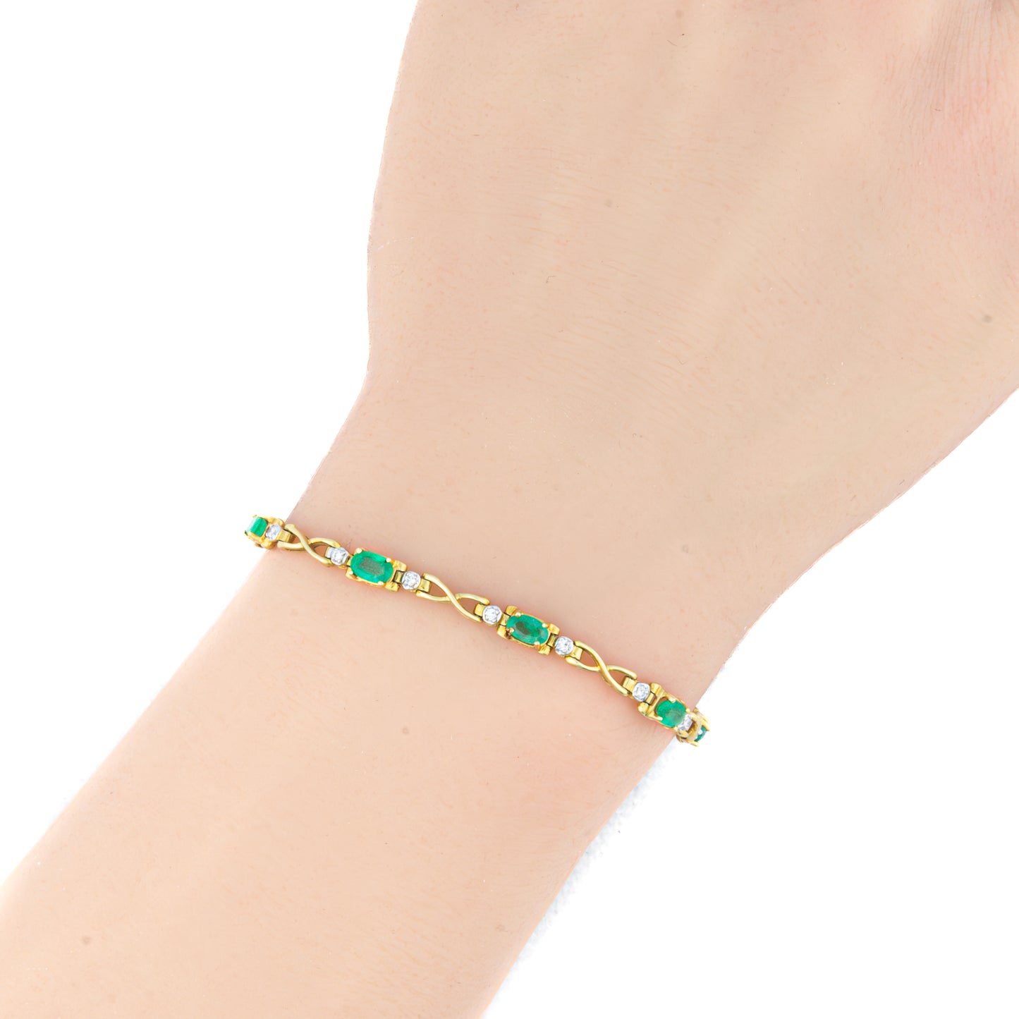Vintage Diamond and Emerald Link Bracelet