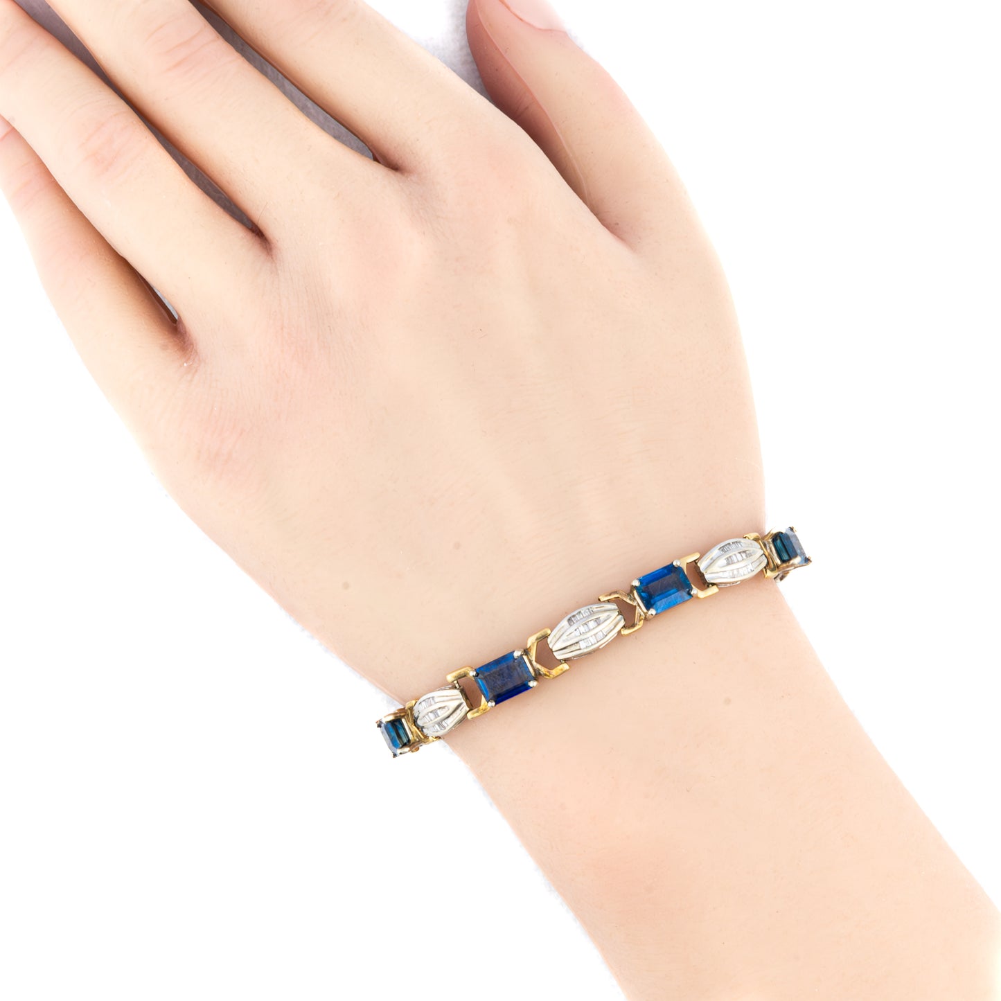 Baguette Cut Diamond & Sapphire Bracelet
