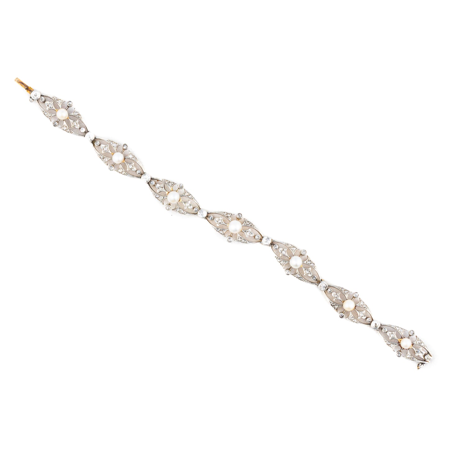 Diamond and Pearl Open Link Bracelet