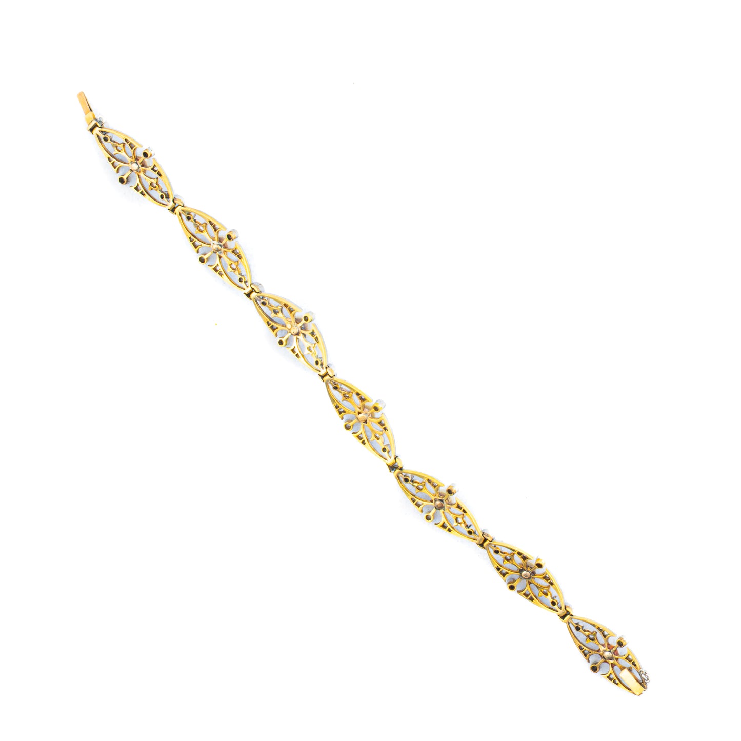 Diamond and Pearl Open Link Bracelet