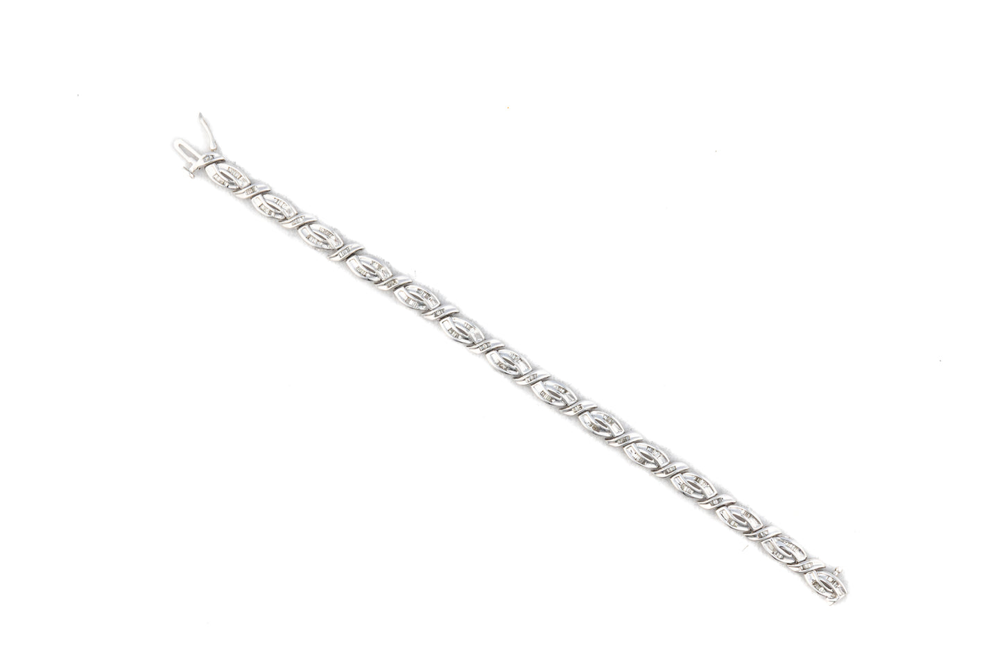 Round & Baguette Diamond Link Bracelet