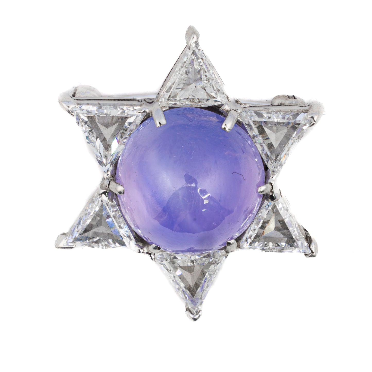 Rose Cut Diamond and Star Sapphire Star Brooch