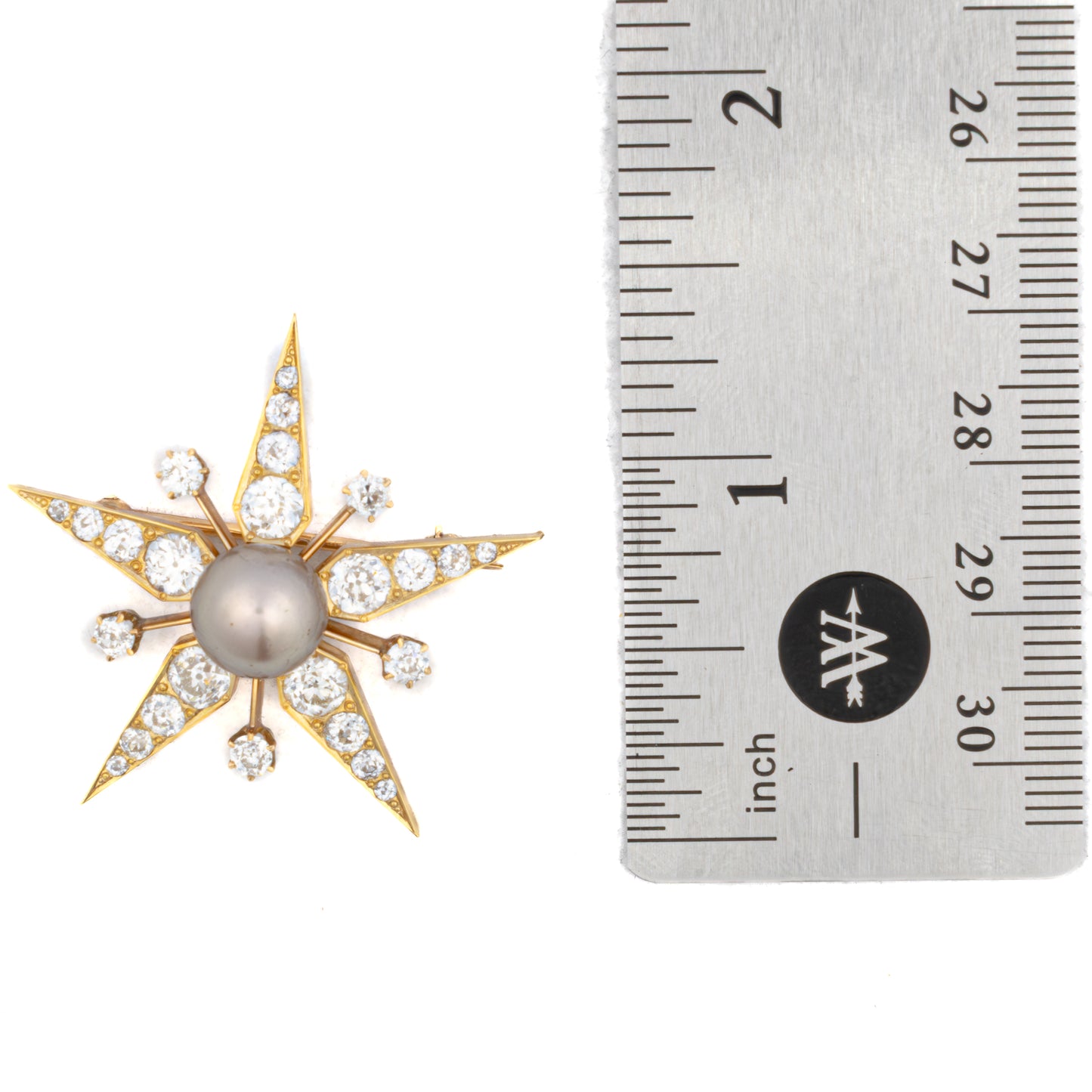 Tahitian Pearl and Diamond Starburst Brooch