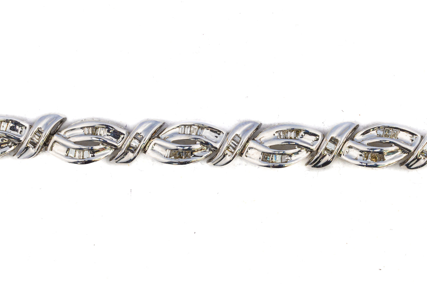 Round & Baguette Diamond Link Bracelet